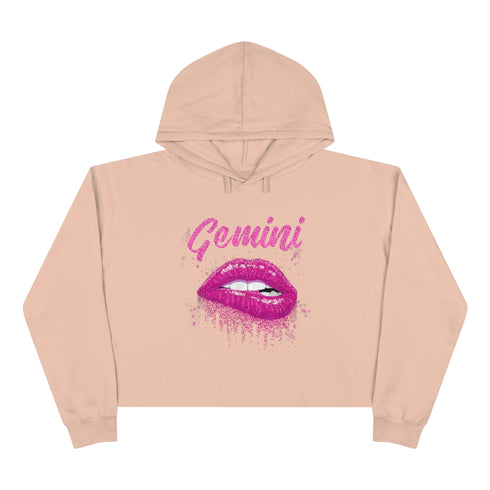 Gemini Glitter Lips Crop Hoodie
