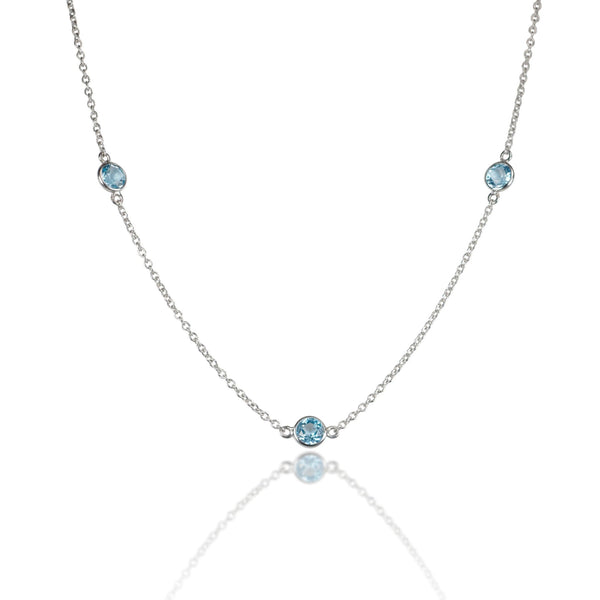 14K Gold Blue Topaz Necklace by Alexis Jae