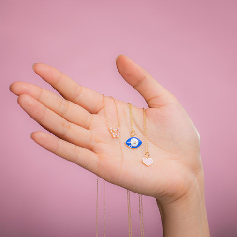 14K Gold Diamond and Pink Sapphire Butterfly Necklace by Alexis Jae