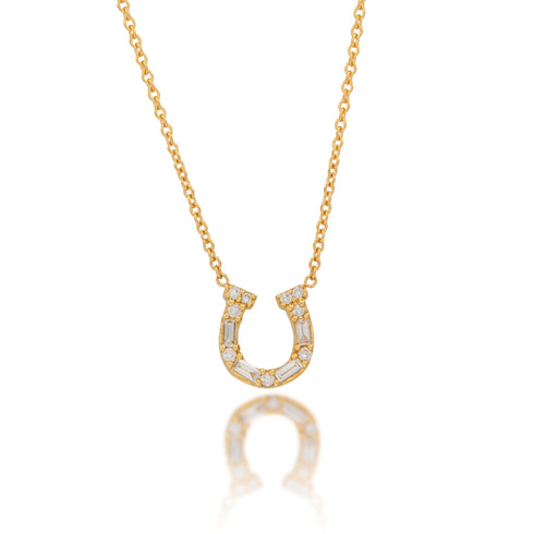 14K Gold Diamond Horseshoe Necklace by Alexis Jae