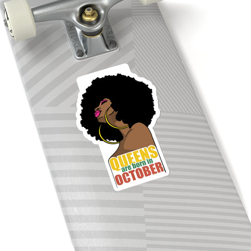 Queens are Born in October Kiss-Cut Stickers