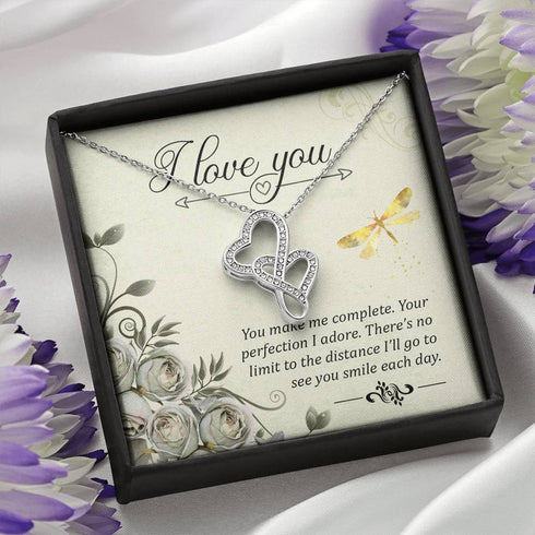 I love you :Special Double Hearts Necklace - Necklace for her