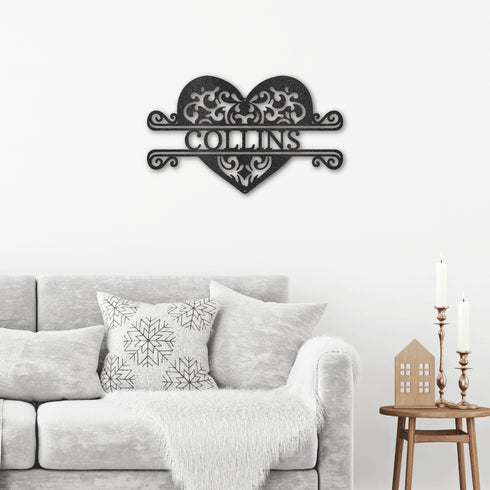 Custom Fancy Heart Name Wall Art