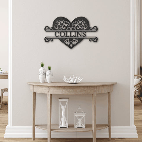 Custom Fancy Heart Name Wall Art