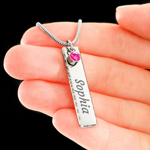 Congratulations Birthstone Engraved necklace