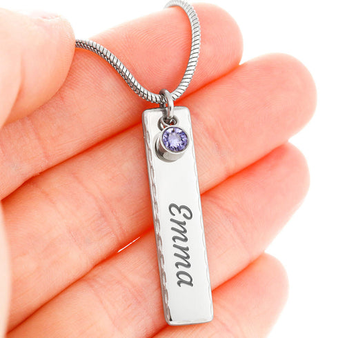 Engravable Birthstone Name Necklace - From Mom