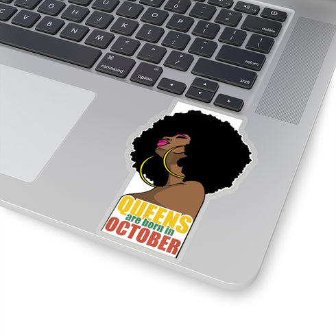 Queens are Born in October Kiss-Cut Stickers