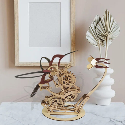 Magical DIY Mechanical Wooden Kinetic Hummingbird 3D Sculpture