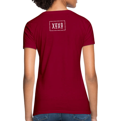 XOXO Womens Classic White Bordered Style Graphic Text T-Shirt