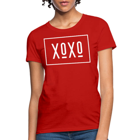 XOXO Womens Classic White Bordered Style Graphic Text T-Shirt